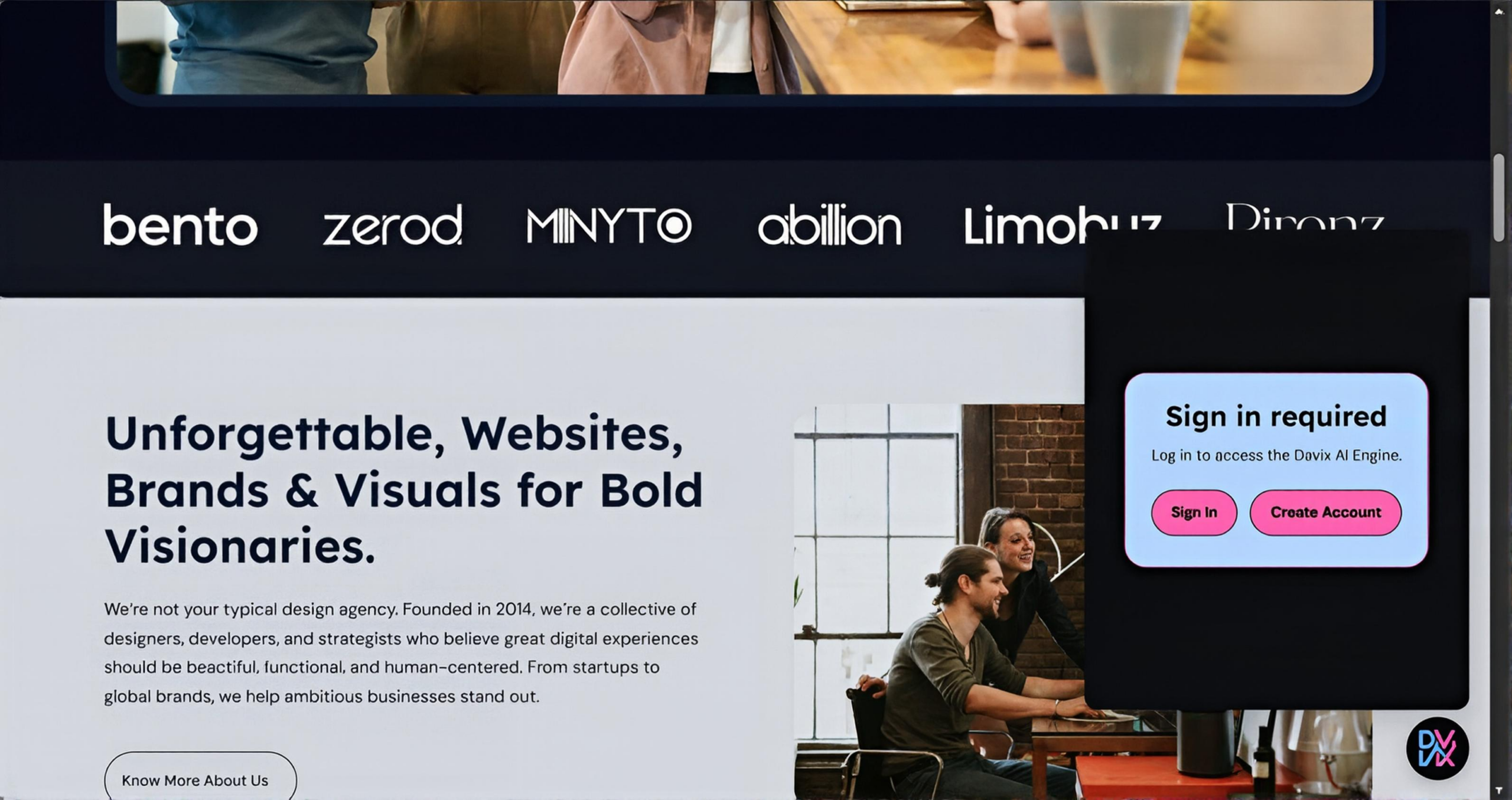 screenshot chatbot login overlay