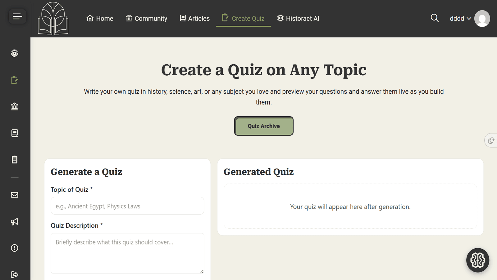 Interactive Quiz Generation